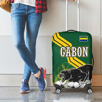 Gabon Luggage Cover with Black Panther Graphic and Hibiscus Flower Design in National Colors