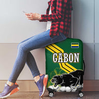 Gabon Luggage Cover with Black Panther Graphic and Hibiscus Flower Design in National Colors
