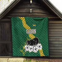 Gabon Quilt with Black Panther Graphic and Hibiscus Flower Design in National Colors