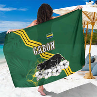 Gabon Sarong with Black Panther Graphic and Hibiscus Flower Design in National Colors