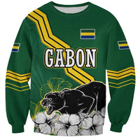 Gabon Sweatshirt with Black Panther Graphic and Hibiscus Flower Design in National Colors