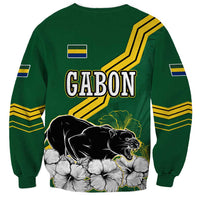 Gabon Sweatshirt with Black Panther Graphic and Hibiscus Flower Design in National Colors