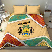 Gabon Bedding Set with National Coat of Arms and Tribal Pattern Map Design in Bold Colors