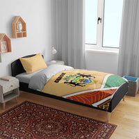 Gabon Bedding Set with National Coat of Arms and Tribal Pattern Map Design in Bold Colors