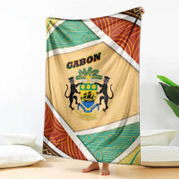 Gabon Blanket with National Coat of Arms and Tribal Pattern Map Design in Bold Colors
