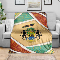 Gabon Blanket with National Coat of Arms and Tribal Pattern Map Design in Bold Colors
