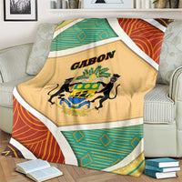 Gabon Blanket with National Coat of Arms and Tribal Pattern Map Design in Bold Colors