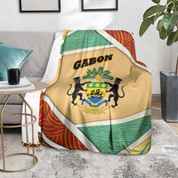 Gabon Blanket with National Coat of Arms and Tribal Pattern Map Design in Bold Colors