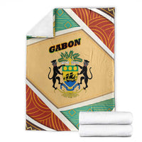 Gabon Blanket with National Coat of Arms and Tribal Pattern Map Design in Bold Colors
