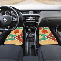 Gabon Car Mats with National Coat of Arms and Tribal Pattern Map Design in Bold Colors