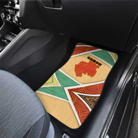 Gabon Car Mats with National Coat of Arms and Tribal Pattern Map Design in Bold Colors