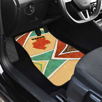 Gabon Car Mats with National Coat of Arms and Tribal Pattern Map Design in Bold Colors
