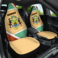 Gabon Car Seat Cover with National Coat of Arms and Tribal Pattern Map Design in Bold Colors