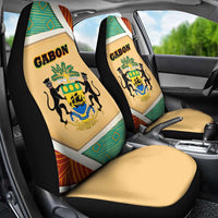 Gabon Car Seat Cover with National Coat of Arms and Tribal Pattern Map Design in Bold Colors