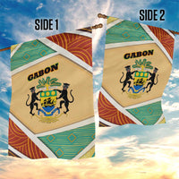 Gabon Garden Flag with National Coat of Arms and Tribal Pattern Map Design in Bold Colors
