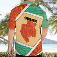 Gabon Hawaiian Shirt with National Coat of Arms and Tribal Pattern Map Design in Bold Colors