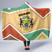 Gabon Hooded Blanket with National Coat of Arms and Tribal Pattern Map Design in Bold Colors