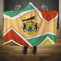 Gabon Hooded Blanket with National Coat of Arms and Tribal Pattern Map Design in Bold Colors