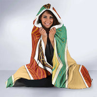 Gabon Hooded Blanket with National Coat of Arms and Tribal Pattern Map Design in Bold Colors