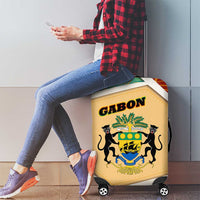 Gabon Luggage Cover with National Coat of Arms and Tribal Pattern Map Design in Bold Colors