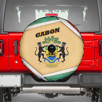 Gabon Spare Tire Cover with National Coat of Arms and Tribal Pattern Map Design in Bold Colors
