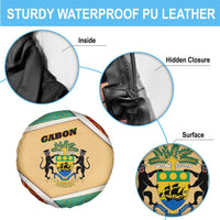 Gabon Spare Tire Cover with National Coat of Arms and Tribal Pattern Map Design in Bold Colors
