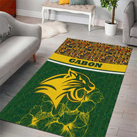 Gabon Area Rug with Tribal Print and Fierce Panther Graphic in National Flag Colors - Wonder Print Shop