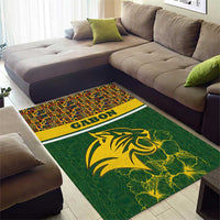 Gabon Area Rug with Tribal Print and Fierce Panther Graphic in National Flag Colors - Wonder Print Shop