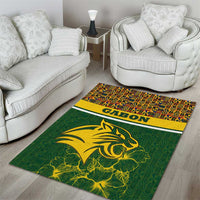 Gabon Area Rug with Tribal Print and Fierce Panther Graphic in National Flag Colors - Wonder Print Shop