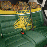 Gabon Back Car Seat Cover with Tribal Print and Fierce Panther Graphic in National Flag Colors - Wonder Print Shop