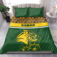 Gabon Bedding Set with Tribal Print and Fierce Panther Graphic in National Flag Colors - Wonder Print Shop