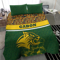 Gabon Bedding Set with Tribal Print and Fierce Panther Graphic in National Flag Colors - Wonder Print Shop