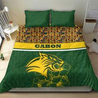 Gabon Bedding Set with Tribal Print and Fierce Panther Graphic in National Flag Colors - Wonder Print Shop