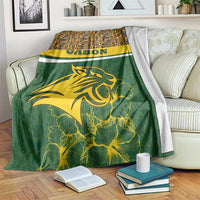 Gabon Blanket with Tribal Print and Fierce Panther Graphic in National Flag Colors - Wonder Print Shop