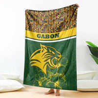 Gabon Blanket with Tribal Print and Fierce Panther Graphic in National Flag Colors - Wonder Print Shop