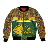 Gabon Bomber Jacket with Tribal Print and Fierce Panther Graphic in National Flag Colors - Wonder Print Shop