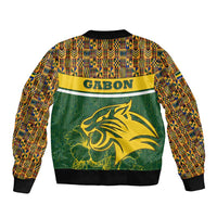 Gabon Bomber Jacket with Tribal Print and Fierce Panther Graphic in National Flag Colors - Wonder Print Shop