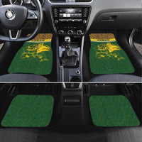 Gabon Car Mats with Tribal Print and Fierce Panther Graphic in National Flag Colors - Wonder Print Shop