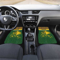 Gabon Car Mats with Tribal Print and Fierce Panther Graphic in National Flag Colors - Wonder Print Shop