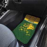 Gabon Car Mats with Tribal Print and Fierce Panther Graphic in National Flag Colors - Wonder Print Shop