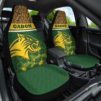 Gabon Car Seat Cover with Tribal Print and Fierce Panther Graphic in National Flag Colors - Wonder Print Shop