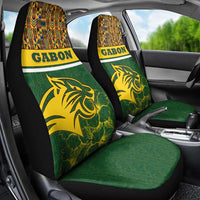Gabon Car Seat Cover with Tribal Print and Fierce Panther Graphic in National Flag Colors - Wonder Print Shop