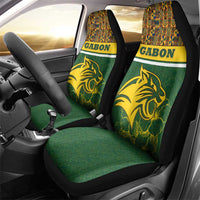 Gabon Car Seat Cover with Tribal Print and Fierce Panther Graphic in National Flag Colors - Wonder Print Shop