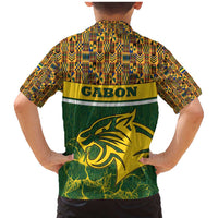 Gabon Family Matching Mermaid Dress and Hawaiian Shirt with Tribal Print and Fierce Panther Graphic in National Flag Colors - Wonder Print Shop