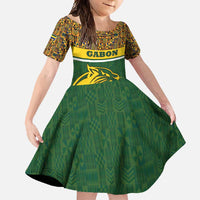 Gabon Family Matching Mermaid Dress and Hawaiian Shirt with Tribal Print and Fierce Panther Graphic in National Flag Colors - Wonder Print Shop