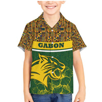 Gabon Family Matching Mermaid Dress and Hawaiian Shirt with Tribal Print and Fierce Panther Graphic in National Flag Colors - Wonder Print Shop