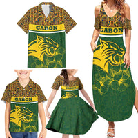 Gabon Family Matching Summer Maxi Dress and Hawaiian Shirt with Tribal Print and Fierce Panther Graphic in National Flag Colors - Wonder Print Shop