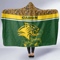 Gabon Hooded Blanket with Tribal Print and Fierce Panther Graphic in National Flag Colors - Wonder Print Shop