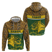 Gabon Hoodie with Tribal Print and Fierce Panther Graphic in National Flag Colors - Wonder Print Shop