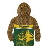 Gabon Kid Hoodie with Tribal Print and Fierce Panther Graphic in National Flag Colors - Wonder Print Shop